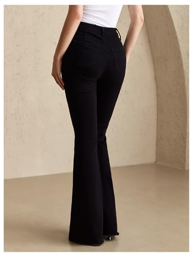 Women's Ripped Flare Jeans High Waisted Raw Hem Dressy Casual Denim Pants2