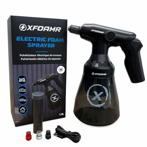 XFOAMR Electric Foam Sprayer 1.5L – Rechargeable Battery Powered Foamer for Car & Motorcycle Detailing – 30min Runtime, Thick Snow Foam, Removable Battery – Professional Grade Tool