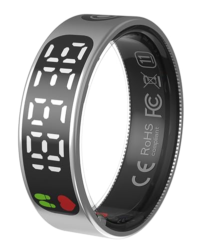 CNBRO Smart Ring with Display Health Tracker Fitness Ring Heart Rate Monitoring Sleep Tracking Exercise Tracker Women Men Smart Rings for Android iOS Phones