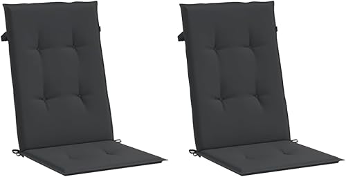 Miniatura 4 de Cojines de silla de jardín con respaldo alto, 2 piezas, color negro, 47.2 x 19.7 x 1.2 pulgadas, cojines de tela para sillas de comedor, cojines
