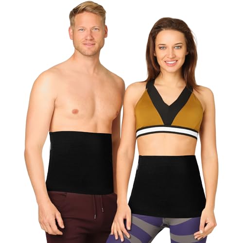 BeFit24 Ceinture de Maintien Thermique en Laine Mérinos pour Hommes et Femmes - pour Reins Lombaire le Dos, Noir