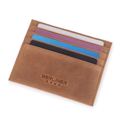 BERLINER BAGS Vintage Genuine Leather Card Wallet, RFID Blocking Card Holder, Front Pocket Wallets, Slim Wallet for Men and Women - Brown4