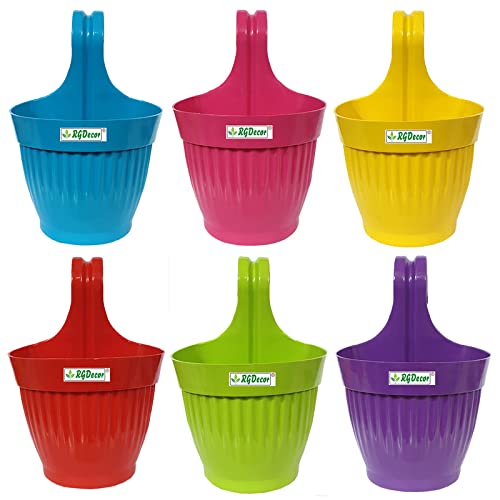 RGDECOR® 6 Pcs. Decoractive & Durable Lilly Hook Pot - Plant Container Set - Planters - Plastic Pots for Gardening - Multicolour - Diameter 7 Inches