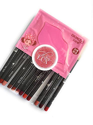 Glam Lux Italia Deluxe Ultra fine lip liners set of 12 Bundle with hydrating, moisturizing soothing face mask