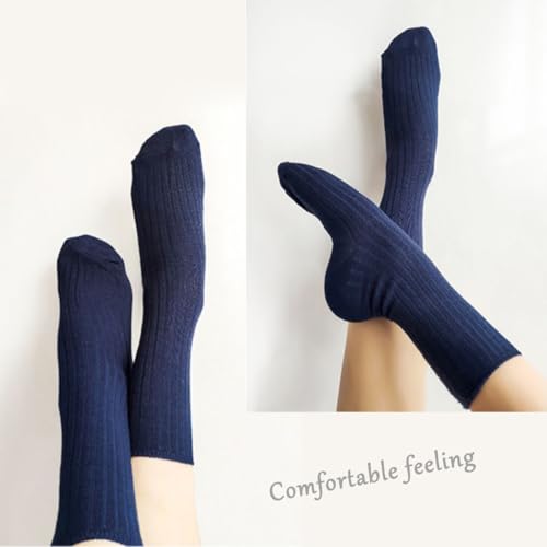Image of Women Crew Dress Socks Cotton Solid Color Slouch Sock for Dressy Shoes 5 Pack