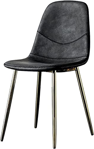 ZLGONRL Silla de cocina moderna para comedor, silla de salón de hotel, respaldo de hierro forjado, patas doradas, sillas de sala de estar (negro)
