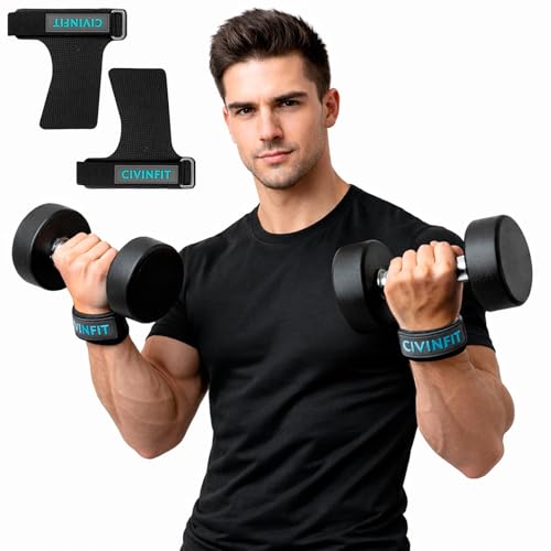 Gants pour Crossfit Initiation I en fibre de carbone pour homme Gants de gymnastique pour homme Straps Gym Hand Grip sans trous I Gants pour Crossfit Protection des mains Protège-poignets Gym