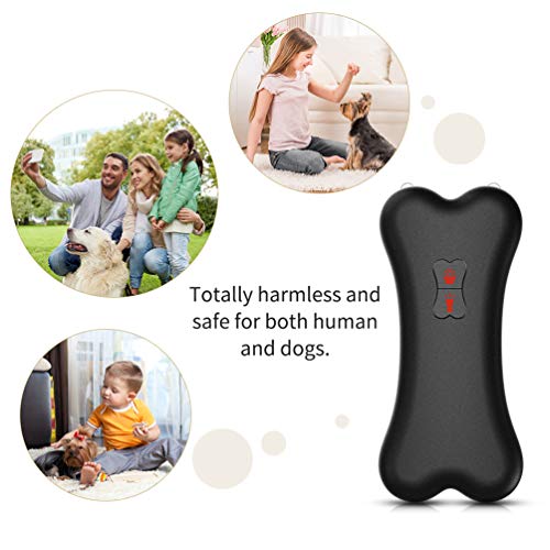 Petacc Anti Barking Device, Ultrasonic Dog Barking Control Deterrent for Dog Walking Training Outdoor, 16ft Control Range Rechargeable Bark Stopper with LED Light (Black)