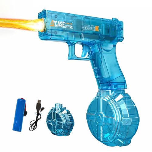 Image of Toyshine Rechargeable Automatic Holi Water Gun Toy with 330ml Capacity | Transparent Electric Water Squirt Gun with LED Light | Perfect for Holi Festival & Summer Outdoor Fun- Blue