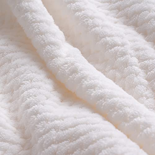 Kingole Flannel Fleece Luxury Throw Blanket, Cream White King Size Jacquard Weave Pattern Cozy Couch/Bed Super Soft And Warm Plush Microfiber 350Gsm (108 X 90 Inches) #TOP4