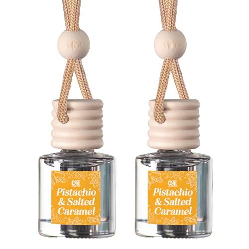 CANDECraftCo Car Air Hanging Fragrance Oil, Car Auto Freshener for Essential Oils, Scents Fragrance Aromatherapy Automobile Diffuser, Long Lasting (Pistachio & Salted Caramel)