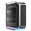 Cooler Master Cosmos Alpha – Carcasa de PC de torre completa Freeform 2.0, diseño giratorio de 15.748 in, GPU de 16.535 in, marco de aluminio curvado de radiador, vidrio templado, ventiladores duales