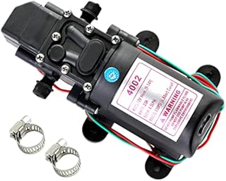 G Ganen 12V DC Fresh Water Pump with 2 Hose Clamps 12 Volt Diaphragm Pump Self Priming Sprayer Pump with Pressure Switch 4.5 L/Min 1.2 GPM 110 PSI Adjustable for RV Camper Marine Boat Lawn