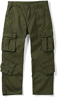 Mesinsefra Boys Cargo Pants Chino Adjustable Waist with 8 Pocket Size 3-12 Years