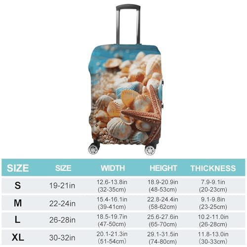 Sea Shells And Starfish Luggage Cover, Washable Elastic Suitcase Cover Protector Fit 18-32 Inch Luggage2