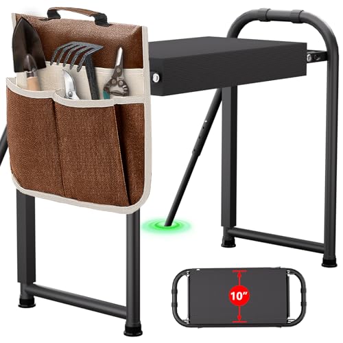 seasky Garden Kneeler and Seat Anti-Tipping Foldable Gardener Stool Widened Thick Soft Kneeling Pad Gardening Kneeling Bench with Handles with Tool Bag Gardening Gift for Seniors Women