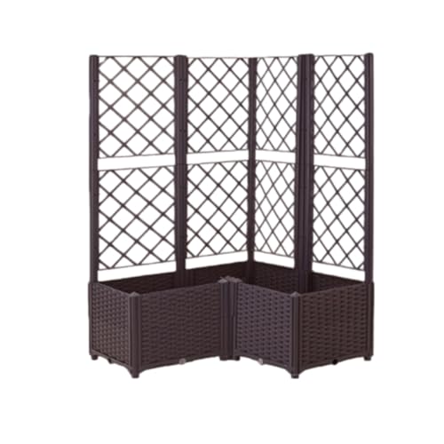 GEGEBOMTXO プランター付きフェンス ラティス プランター トレリス ガーデンフレーム ボックス 深型 長方形 高床式 DIY 組み立て簡単 目隠し 大容量 軽量 安定 排水口付き 組み合わせ自由 庭 ベランダ 家庭菜園 盆栽 園芸 プラスチック製