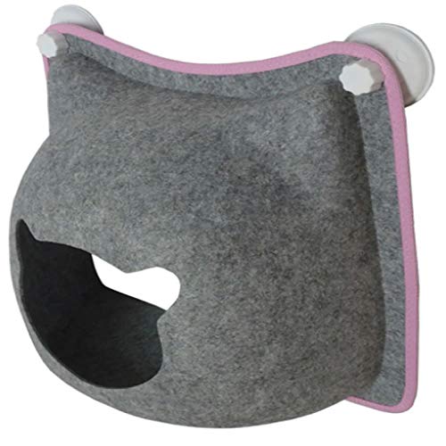 Cama Pet de Parede Para Gatos Carinha de Gatinho Cinza