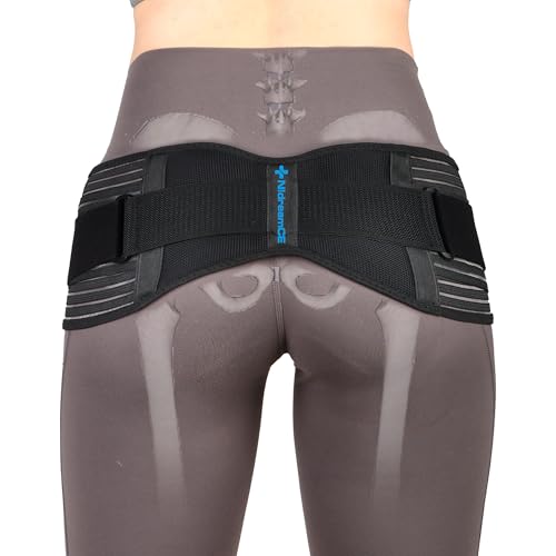 NIdreamCE Sacroiliac SI Joint Hip Belt for Sciatica, Lower Back, Leg & Pelvic Pain Relief - Adjustable Sacroiliac Belt Support Brace for Women and Men (Black)
