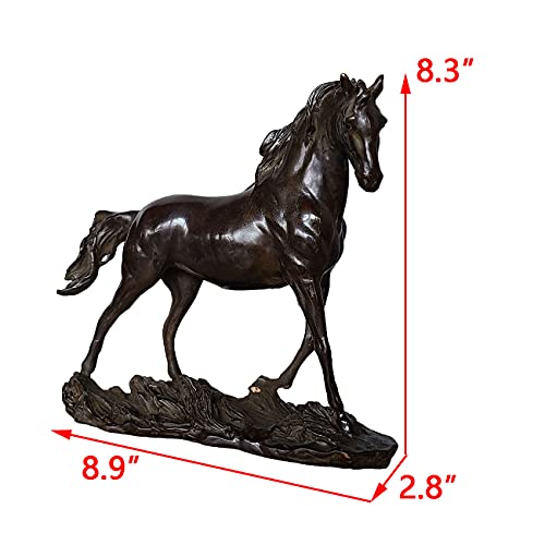 Youfine Horse Tabletop Display Statue Real Bronze Casting- 8.3″ Height Animal Figure Sculpture For Home Office Decor Handcrafted Art Collection #TOP5