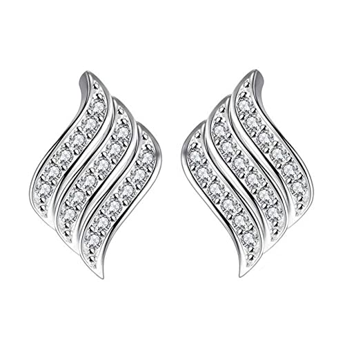Womens Silver Plated Stud Earrings With Cubic Zirconia, Silver Short Earrings, Angel Wings,Stud Earrings, Stoned Earring, stud earrings for women, small stud earrings(Silver) (B09M436LSC) Amazon Price History, Amazon Price Tracker