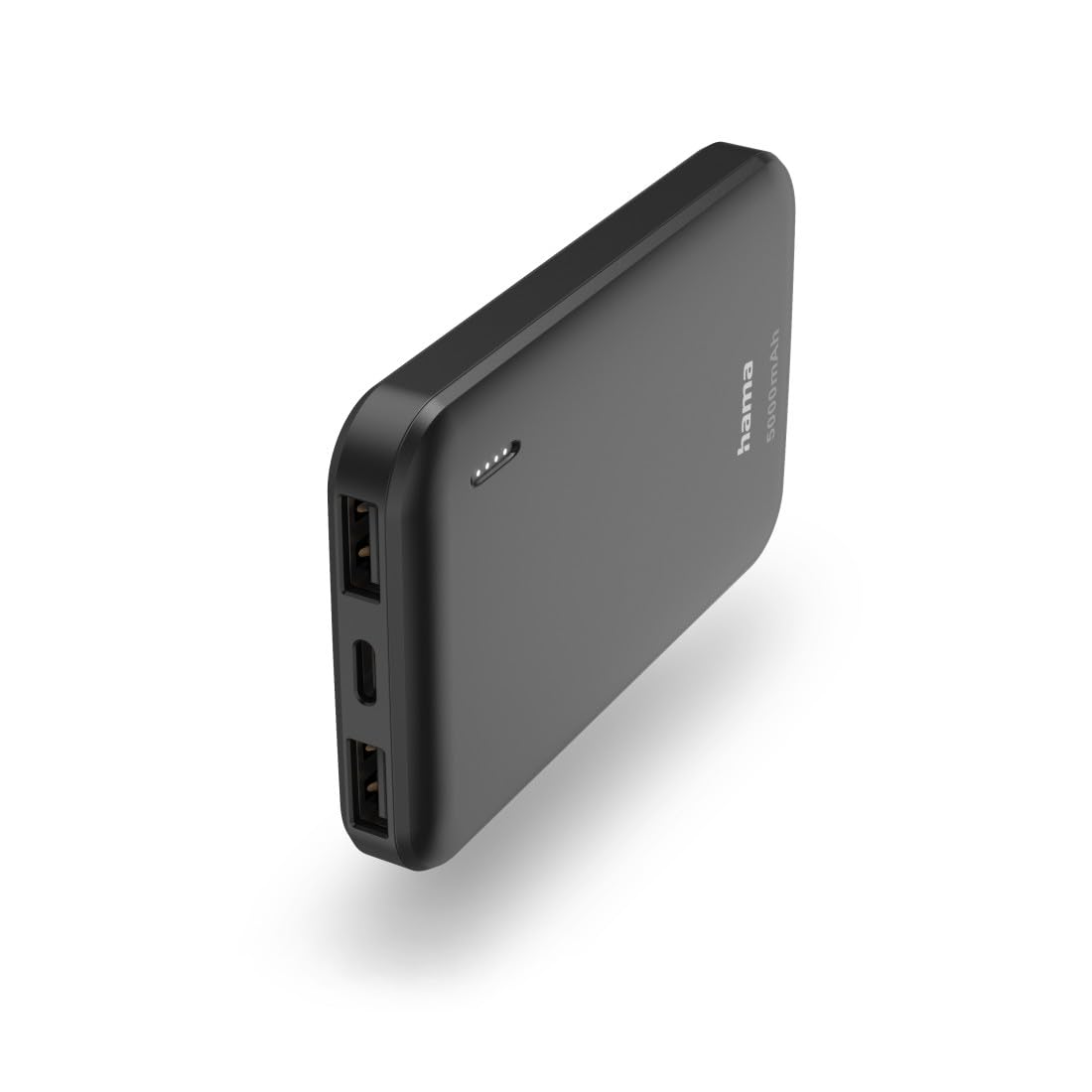 Hama Power Pack do ładowania telefonu 5000 mAh (powerbank, szybkie ładowanie, 2 x USB A, USB C, pojemny, lekki, mały, ładowarka) antracyt szary