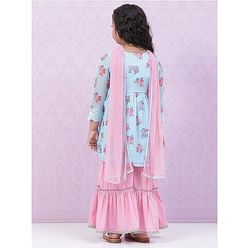 Image of BIBA Girls Viscose Flared Kurta Garara Suit Set