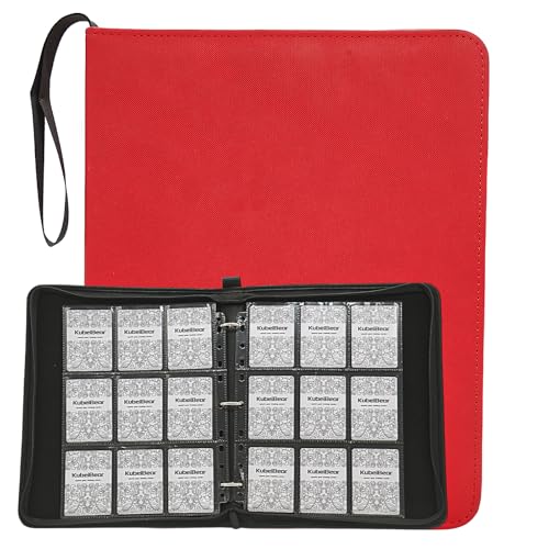 Image of Card Binder - 720 Capacity, Zippered Trading Card Holder for MTG, Sports & Collectible Cards - Acid-Free, Durable & Travel-Friendly Storage (Red dots, 9 Pocket)