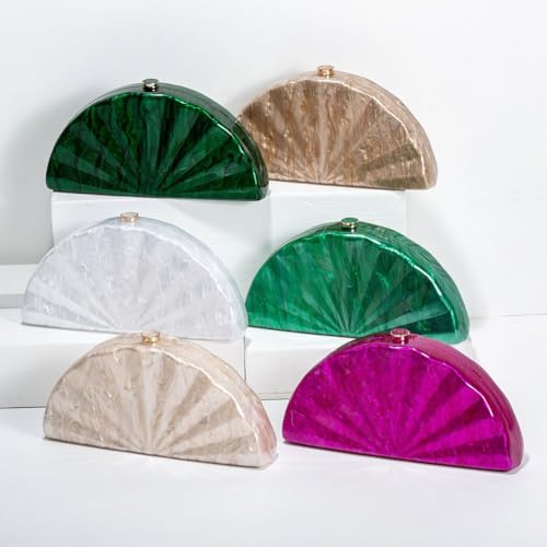 Image of Acrylic Shell Shaped Bag Luxury Marble Clutch Evening Purses for Women Glitter Handbag for Wedding Cocktail Party Prom