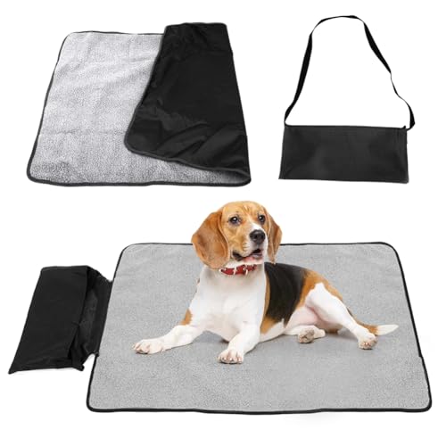 Wapasezyar Hundedecke für Unterwegs, Faltbare wasserdichte Haustier Decke Flauschig Weich Waschbar Decke für Haustier und Hundedecke Matte für Hunde Welpen Katzen Autositz 100x70cm (Schwarz)