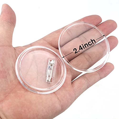Yexpress 70 Pack Acrylic Design Button Badge, Clear Plastic Craft Button With Pin, Button Pin Badges Kit For Diy Craft Supplies, 2.4 Inch #TOP1
