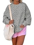 BAIGRAM Women Oversized Crew Neck Snowflake Ditsy Floral Sweatshirt Comfy Fleece Pullover Y2K Aesthetic 2025 Fall Clothes