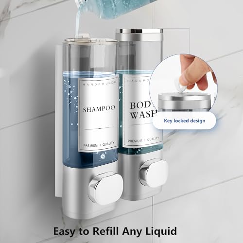 MEKOTRIN Soap Dispenser, 2 Chamber Shampoo and Conditioner Dispenser - Image 2