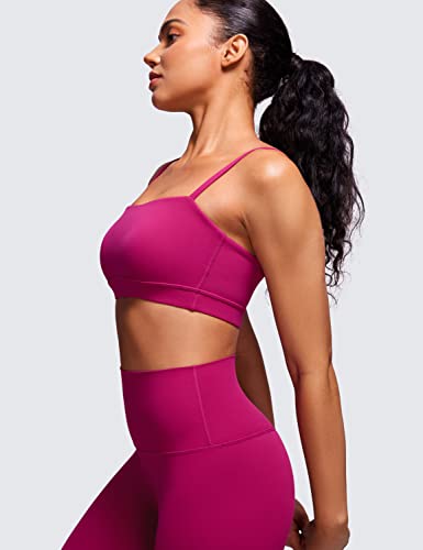 Image of CRZ YOGA Butterluxe Womens Adjustable Spaghetti Thin Strap Sports Bra - Padded Wireless Square Neck Workout Yoga Clothes