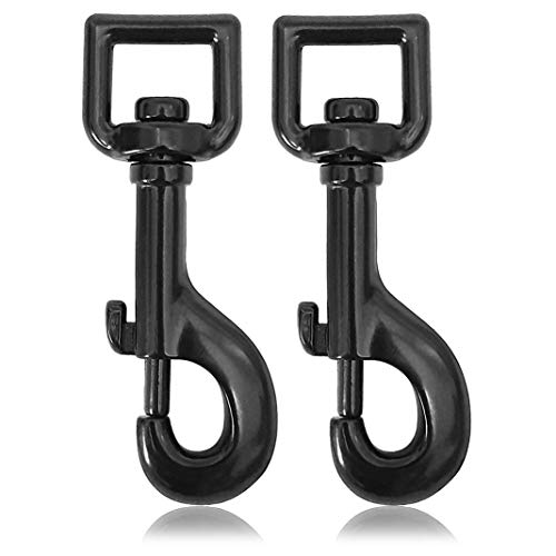 Ganzoo Karabiner-Haken mit Drehgelenk L: 87 mm, Bolzenkarabiner für Hunde-Leine, 2 Stück, Wirbelkarabiner, für Paracord 550 Hundehalsband, legierter Stahl, Schnapp-Karabiner Drehkopf, Farbe: Schwarz