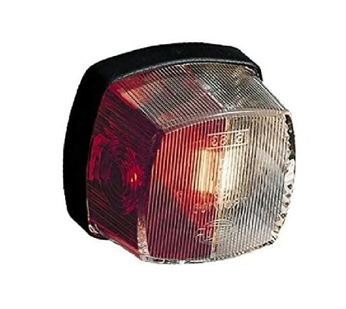 HELLA 2XS 005 639-002 Umrissleuchte - Begrenzungsleuchte - Anhänger - Wohnwagen - Halogen - 6/12/24V - Anbau - ECE - Lichtscheibenfarbe: klar/rot - seitlicher Anbau - Satz