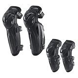Scoyco 4pcs Motorcycle Knee Shin Guard Pads 3 Sections Adjustable Knee Elbow Cap Pads Protector Armor CE Level 2 Long Leg Sleeve Protective Gear for Motorcycle Cycling Racing
