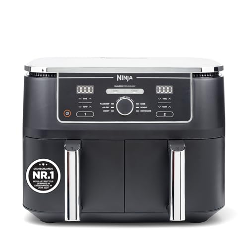 Ninja Foodi MAX Dual Zone Digitale Heißluftfritteuse, 9,5L Airfryer, 2 Fächer, Antihaftbeschichtung, spülmaschinenfeste Körbe