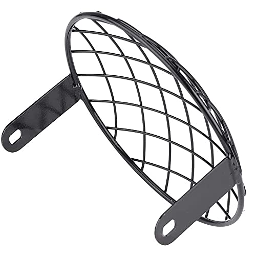 ANCLLO 5.75 inch Motorcycle Headlights Grill Cover, Lamp Mask Protector Guard for Cafe Racer, Mental Wire Mesh Side Mount Universal Vintage Classic