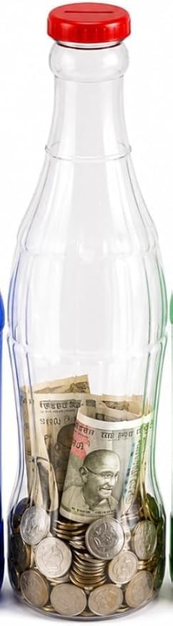 D.I.L 2FT Giant Bottle Money Bank – Large Plastic Coin & Note Saving Piggy Bank for Kids & Adults, Novelty Cash Storage Bottle Gift (Coke 1ft)
