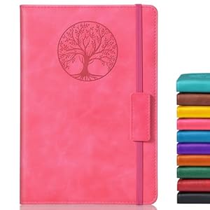 Lined Journal Notebook for Women Men,256 Pages A5 Hardcover Leather Journals for Writing,Travel,Business,Work & School,College Ruled Notebooks for Note Taking,Diary Notepad 5.7″×8.3″(pink)