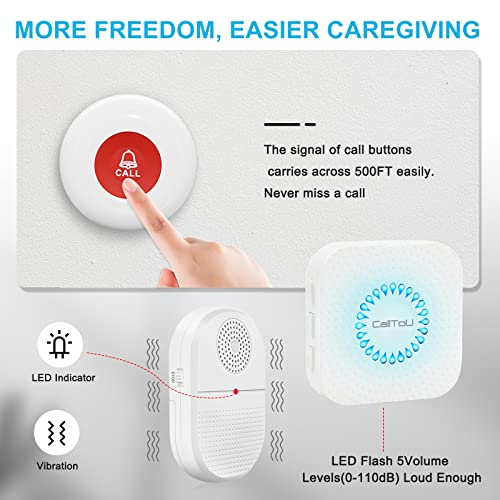 CallToU Caregiver Pager Call Button elderlyWireless SOS Call Button Vibration Pager Nurse Calling Alert System for Home Elderly Disabled Patient …
