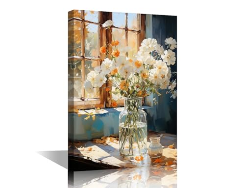 Toile murale botanique TISHIRON 61x40cm - Tableau vase moderne encadré