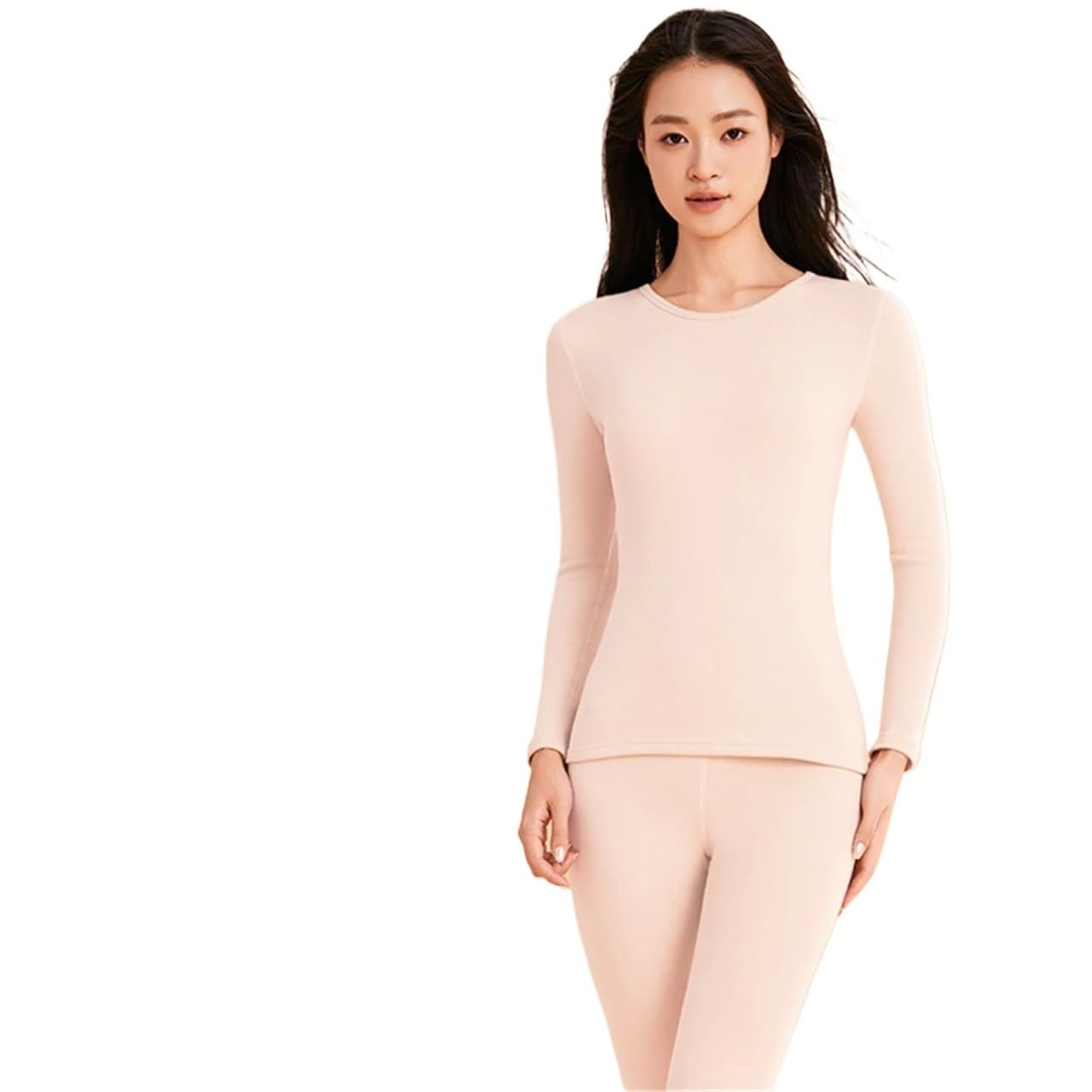 Conjuntos Térmicos Para Mujer Ropa interior térmica sin costuras for mujer, pantalones de manga larga con cuello redondo, conjunto de dos piezas, traje de lencería suave y cálido de terciopelo Conjunt
