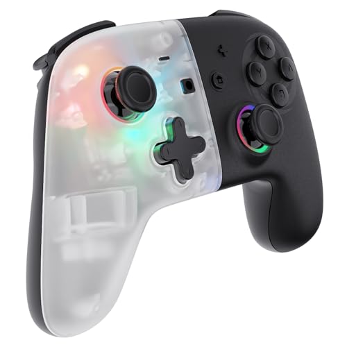 Oniverse Manette Switch sans fil White Star - Manette Switch Pro - Manette LED Bluetooth pour Switch, Switch OLED, Switch Lite (IOS et Android) - Vibration - Mode Turbo - Gyroscope 6 axes - Blanche