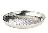 Lieferung ohne Dekoration Kobolo Tablett Silber Dekoschale Dekoteller Weihnachten gehämmert - 34 cm
