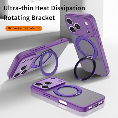 Image of Magnetic Case for iPhone 17 Pro With Magnetic Ring Stand, [Compatible with Magsafe] [Military Grade Drop Protection] Shockproof Phone Cover for iPhone 17 Pro Full Camera Protection 6.3 inch Purple