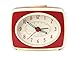 Kikkerland Small Retro Classic Vintage Style Ticking Quartz Movement Analog Alarm Clock, Glow in The Dark Hands, for Bedroom, Office, Home Decor, Battery Operated, in Red