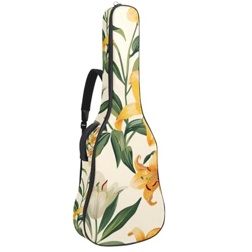 Housse de guitare acoustique 109 cm avec sangle sac à dos étanche imprimé fleuri