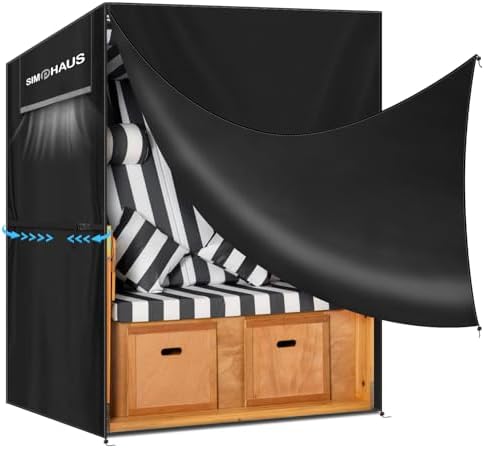 SIMPHAUS Strandkorb Schutzhülle Winterfest Strandkorb Abdeckplane | Strandkorbabdeckung Winterfest Wasserdicht Strandkorbhülle Abdeckhauben für Strandkörbe Anti-UV 420D Oxford 135x